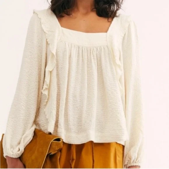 Free People Bonny Blouse in Cream Women's Small - Picture 8 of 8